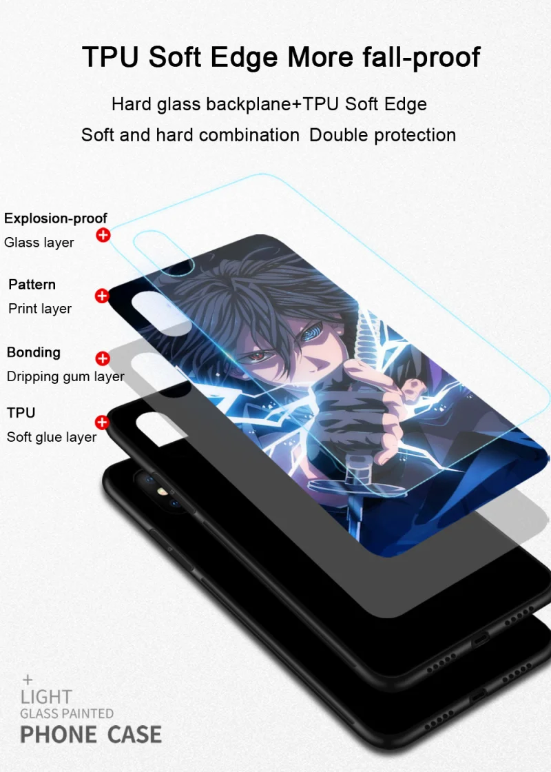 Японский аниме закаленный стеклянный чехол для телефона iPhone 6S 7 8PLUS XS MAX есть светодиодный роскошный стеклянный чехол для вспышки блестящий чехол для телефона