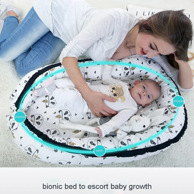 

New Baby Nest Cartoon Printing Bionic Bed Detachable Washable Portable Baby Bed Multi Functional Travel Crib Newborn Mattress