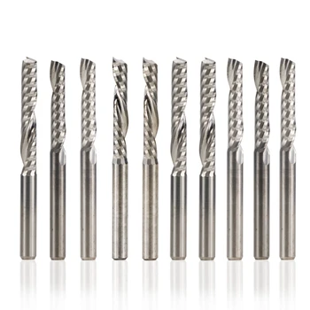 

10Pcs 3.175mm Shank CNC End Mills Cutting Length 20mm One Flute Spiral Router Bits Singe Flute Milling Cutter