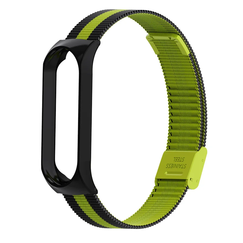 Умный браслет на запястье, ремешок для Mi Band 4, 3, MiBand 4, 3, металлический браслет, браслет из нержавеющей стали Z2 - Цвет: black green metal
