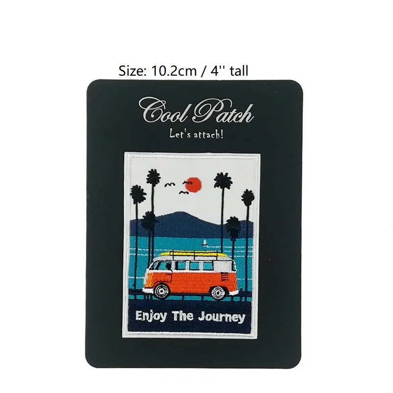

Classic Van with Surfboard Hippie Outdoor Explore Embroidered Iron on Sew on Patches Adventure transfer Hippy