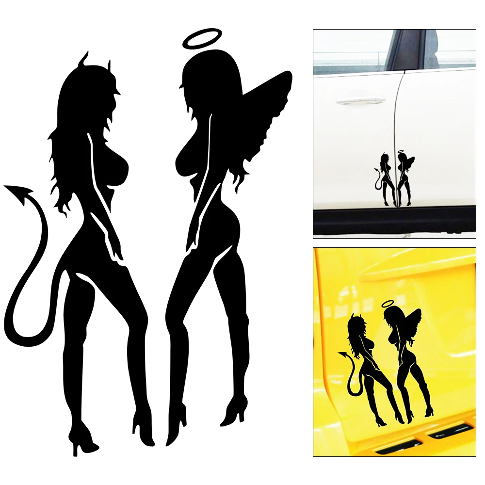Angel & Devil сексуальная девушка веселые наклейки на дверь автомобильная наклейка