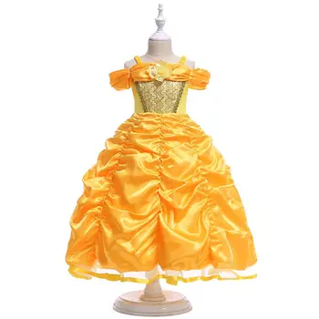 

Zomer Meisjes Belle Prinses Verjaardag Fancy Dress Bruiloft Jurk voor Meisje Baljurken Kids Eerste Communie Kinderen Kleding A2