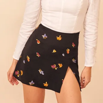 

Summer skirts womens 2020 casual printing mini skirt black women clothes high waist skirt