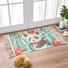 Панда ручной тканый хлопковый ковер с кисточкой противоскользящие пледы машинная стирка коврик для ванной домашние ковры для гостиной