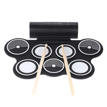 

Portable Electronic Drum Kit OLEY Digital Foldable Roll-Up Drum Pad Set Instruments Built In Speaker For Practice Starters Kids