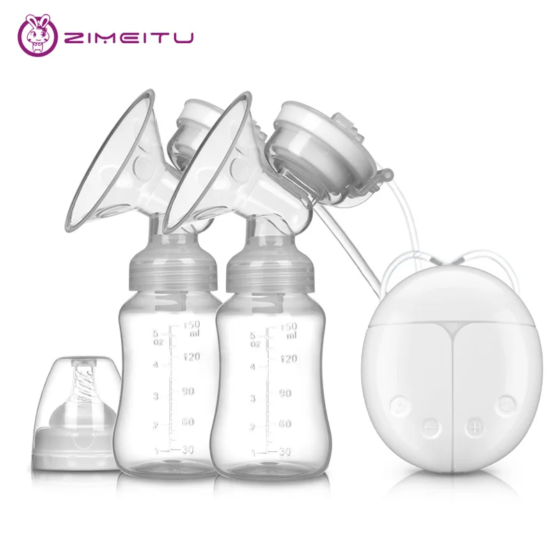 ZIMEITU, двойные электрические молокоотсосы, мощный всасывающий USB Электрический молокоотсос с детским молоком, бутылочка для холодного тепла, Nippl