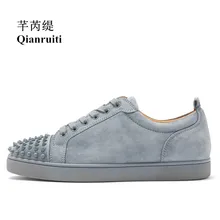 Самая популярная дешевая цена, мужские вулканизированные туфли с заклепками на плоской подошве с низким верхом, мужские замшевые кроссовки на шнуровке, мужская обувь, европейские Size39-47