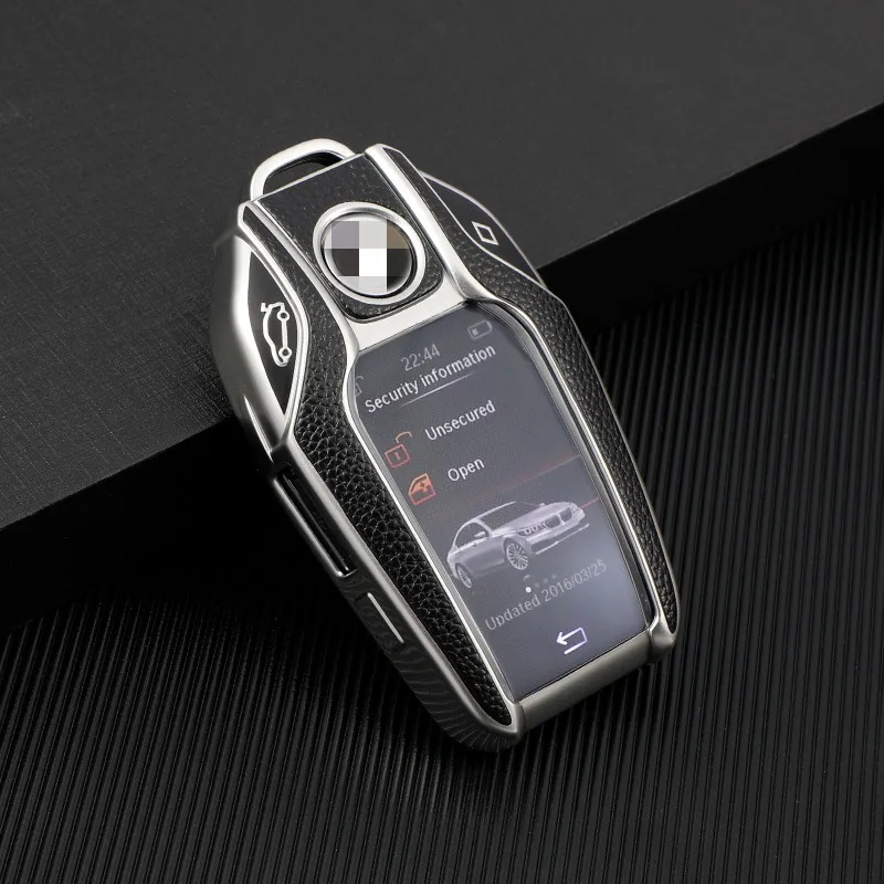 COQUE DE CLE,silver keychainÉtui de clé de voiture en cuir TPU pour