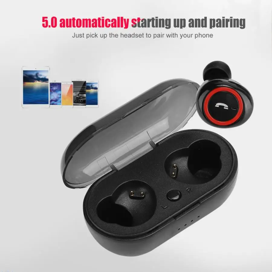 Bluetooth 5.0 Wireless Stereo In-ear Noise Reduction Sports Earphone Ergonomic Earbuds for Gaming Call