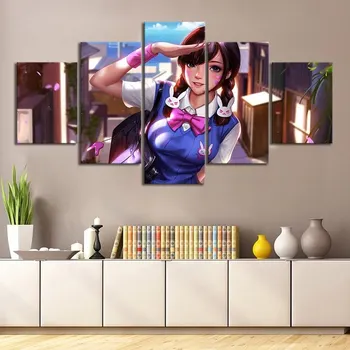 

Girl Game Character Poster Overwatch 5 Pieces HD Canvas Print Picture Paintings Canvas Wall Art for Living Room Home Decoration