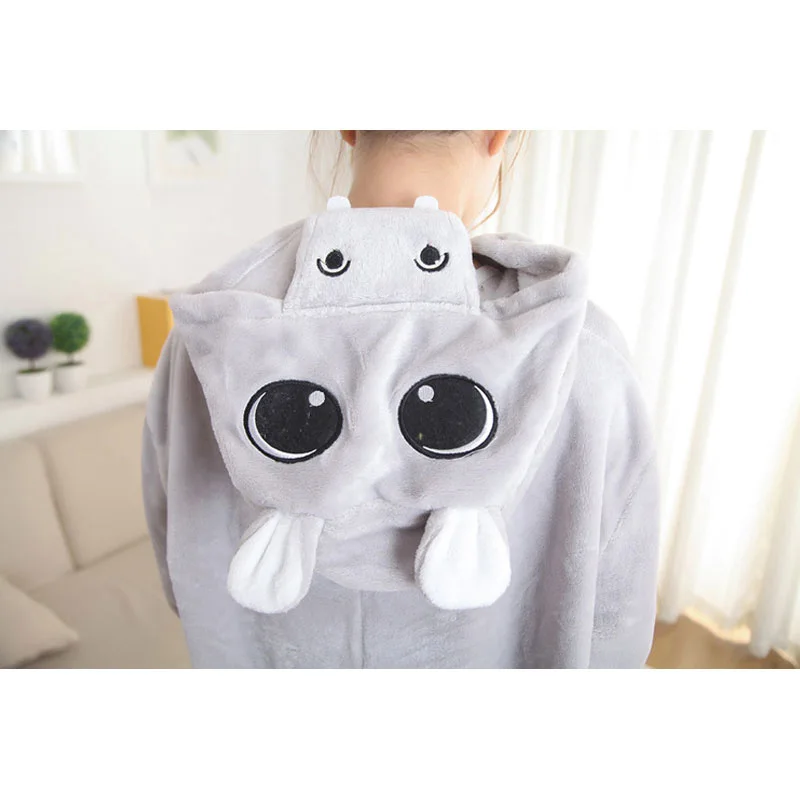 Women's hippo onesie With slippers Gray pajamas Couple sleepwear Cute funny Animal kigurumis Festival party gift Warm soft