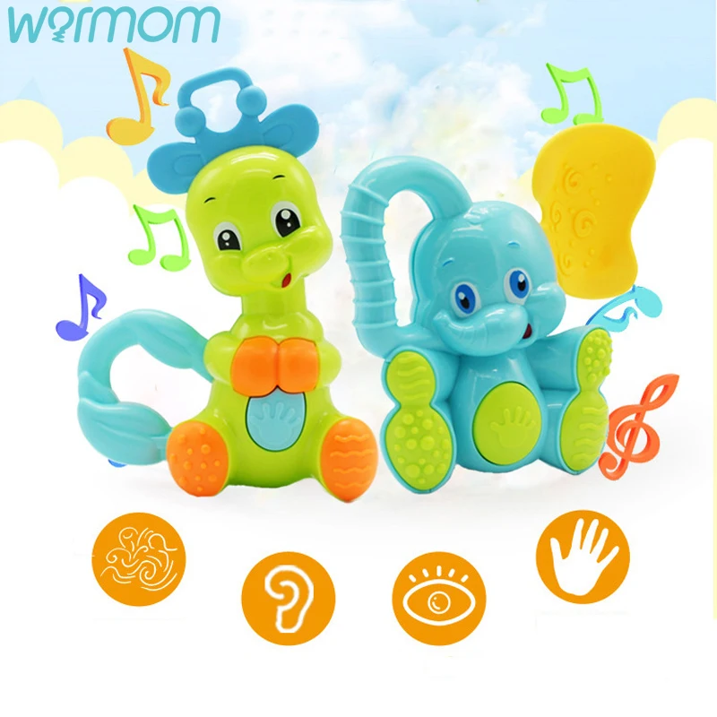 

WARMOM Safe Baby Teether Toy Cartoon Animal Musical Toy Smart Early Education Children Toy Deer Elephant Shape ABS Safe Material