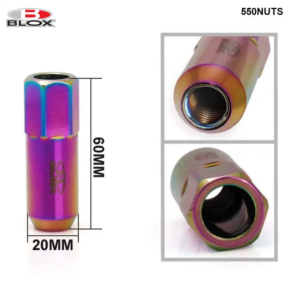 Racing Blox Forged 7075 Aluminum Lug Nuts M12X1.25 / M12X1.5, L:60MM 20 Pcs/Set AF-550NUTS