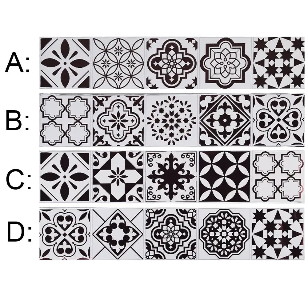 

Black and White Distinct Tile Stickers Nordic Style Wall Stickers Bedroom Decor