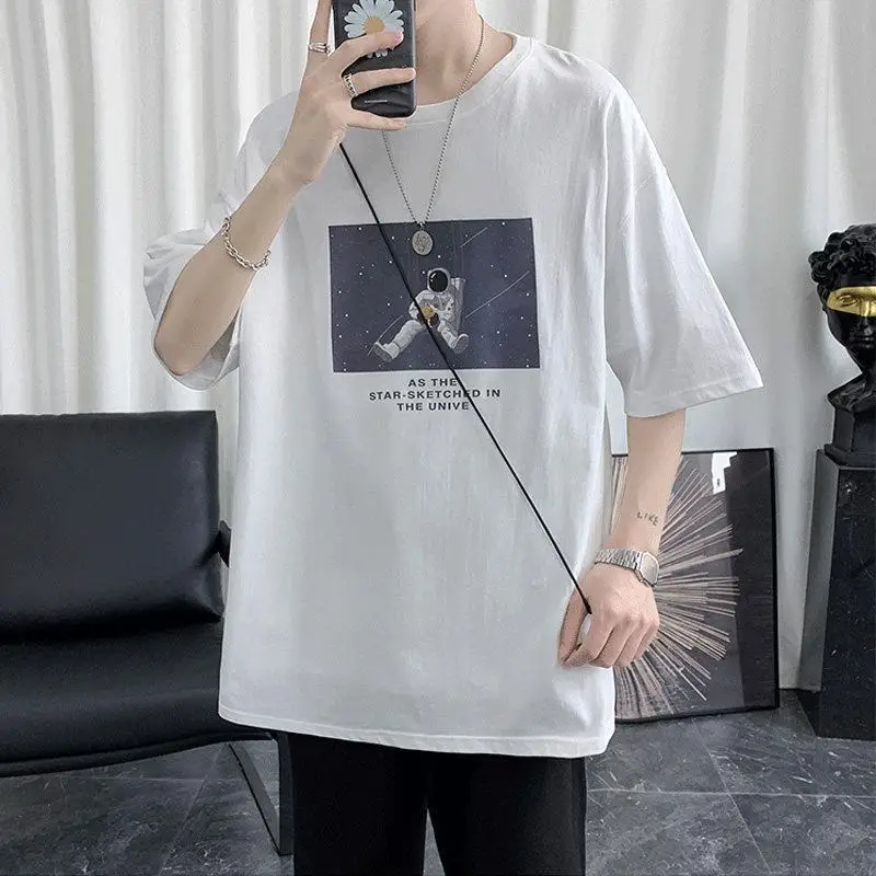  2021 Новые мужские футболки летняя одежда в стиле «хип хоп» повседневные топы уличная одежда в Корейском стиле Стиль повезло с принтом Ф…