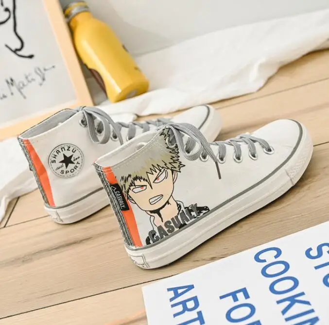 

New women shoes canvas fashion cartoon characters youth models white wear-resistant anti-slip design anime sneakers