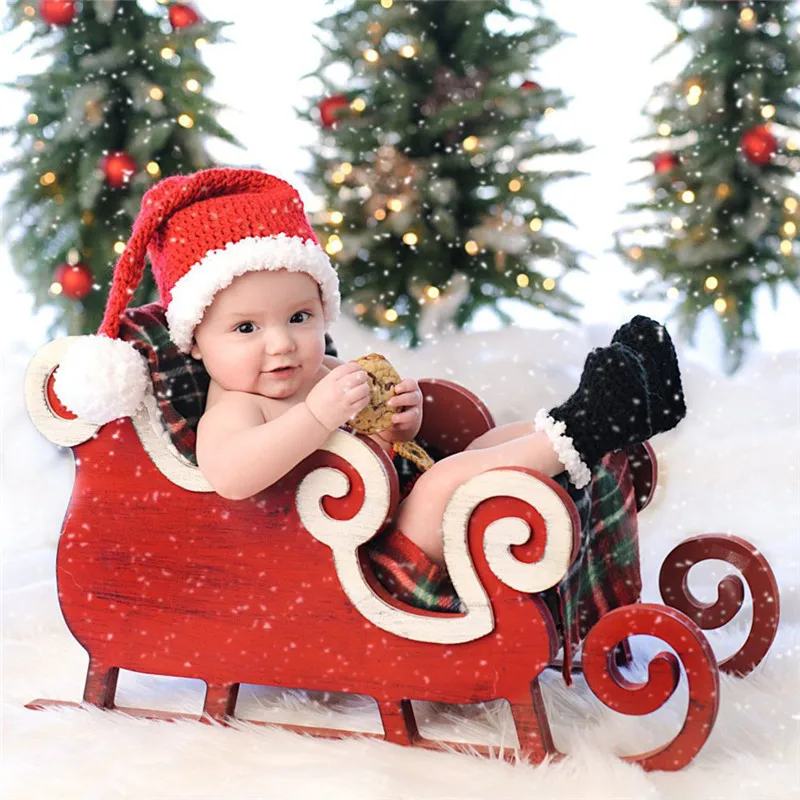 

Hand-woven Newborn Christmas Costume Cute Baby Photography Props Christmas Hat Christmas Knit Baby Set