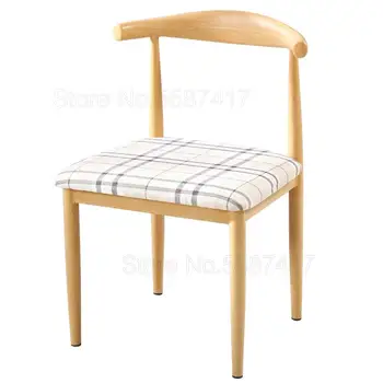 

Dining chair Home cow-corner chair stool backrest table modern minimalist restaurant net red armchair Nordic imitation solid woo