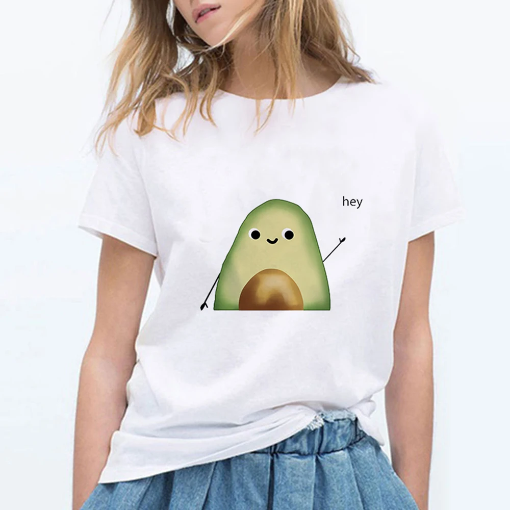 Avocado Cat Pattern Vegan Cute Women T-Shirt 