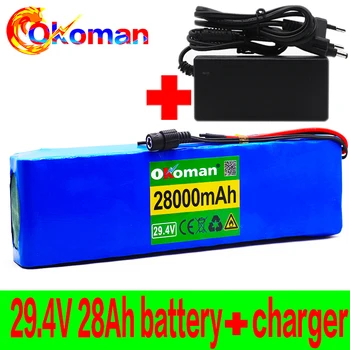 

7S4P 24V 28ah 29.4V FOR Lithium-ion battery pack Built-in BMS electric bike unicycle scooter wheelchair motor + charger