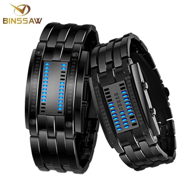 BINSSAW модные креативные спортивные часы с цифровым светодиодным дисплеем