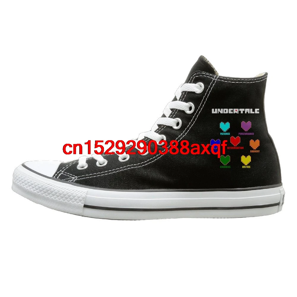 

black Unisex Undertale Colorful Hearts Soul High Top Sneakers Canvas Shoes Design Sport Shoes Funny Black