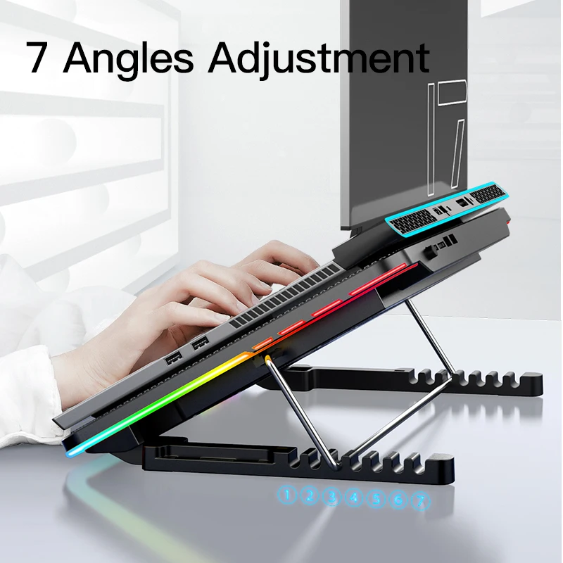 Coolcold-iluminação Rgb para Jogos Almofada para Resfriamento de Ventiladores Tela de Led 1215.6 Polegadas com Suporte para Celular - Imagem 5
