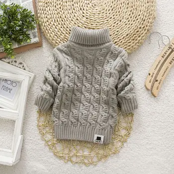 

baby kids sweater 2-9 years boys girls Solid color twist jersey sweater High collar and round neck 7 color autumn and winter