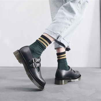

Women Boots Doc Double Strap Mary Jane DML Classic High Quality Leather Shoes Martins Ladies Fashion Casual Women Boots 2020 New