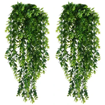 

2pcs Artificial Plant Vines Wall Hanging Simulation Rattan Leaves Branches Green Plant Ivy Leaf DIY Garden Home Decoration