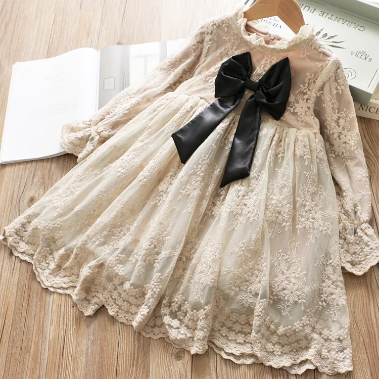 

5344 Ticken Lace Toddler Princess Baby Girl Christmas Dress Winter Party Wedding Kid Dress For Girl Wholesale Girl Clothes 5PLot