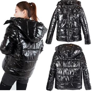 

Autumn And Winter Warm Padded Coat Jacket 2019 New Metal Bright Hooded Cotton Padded Loose Bread Women