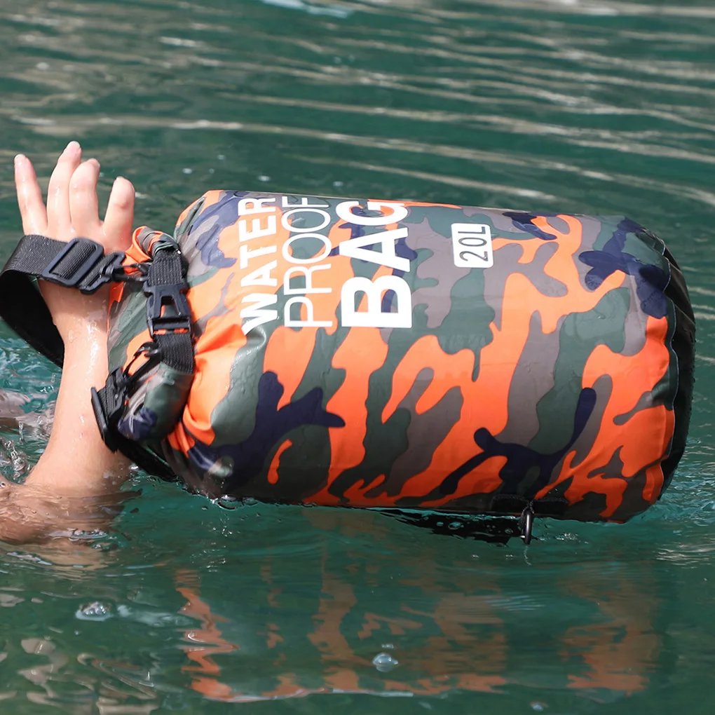 2/5/10/15L Outdoor Camouflage Waterproof Dry Bags Portable Rafting Diving Dry Bag Sack PVC Swimming Bags for River Trekking