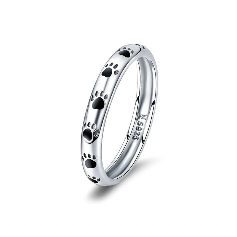 Модные украшения кольцо 925 пробы серебра в виде милых животных след Paw узор кольца для Для женщин - Цвет основного камня: 7