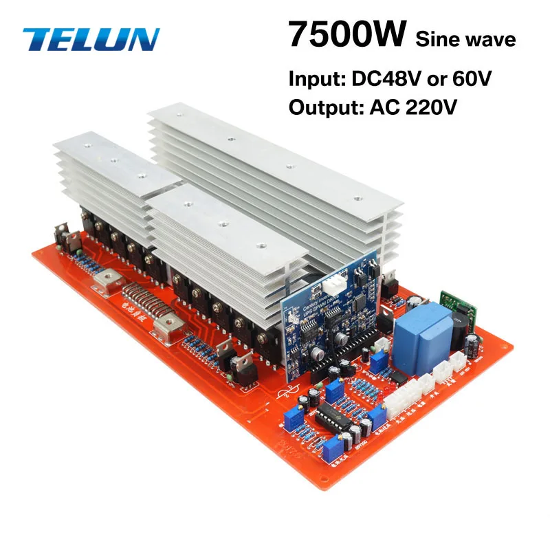 TELUN 7500 Вт DC24V 48 в 60 в к AC220V AC110V AC120V Чистая синусоида Инвертор источник бесперебойного питания солнечный инвертор