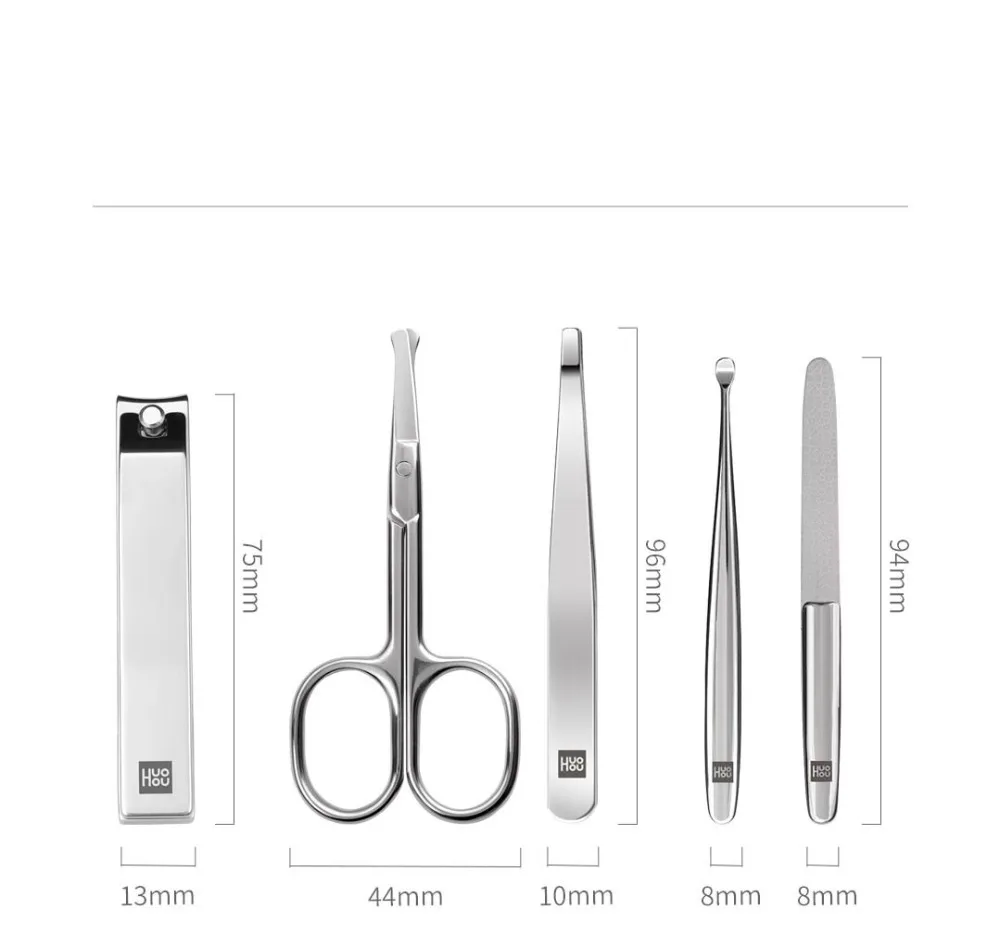 Xiaomi Huohou 5 шт. новые маникюрные кусачки для ногтей триммер для волос в носу портативный набор гигиены для путешествий Набор режущих инструментов из нержавеющей стали для ногтей