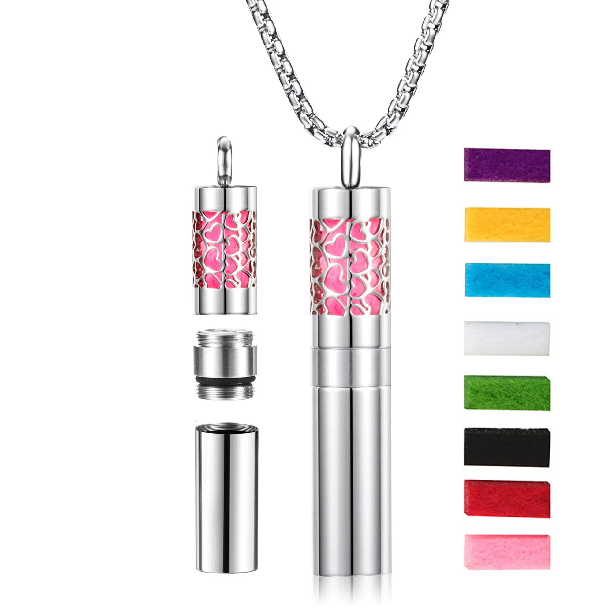 

Perfume Necklace Aromatherapy Essential Oil Disperser Pendant Silver L316 Stainless Steel Necklace Korean Women Fashion New pend