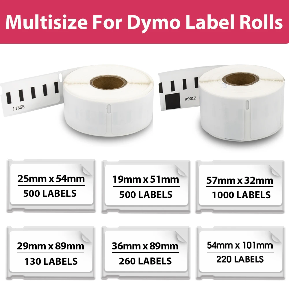 Label Roll For Dymo 99010 99012 99014 11352 11354 11355 Thermal Paper Multisize for Dymo LabelWriter 450 450 Turbo 4XL Printer