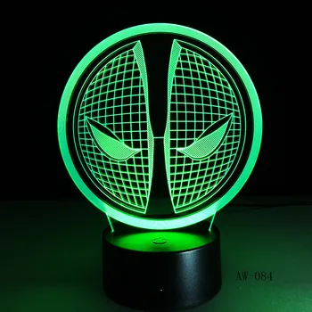 

Deadpool Mask Face Logo 3D Lamp Acrylic Stereo Illusion LED Holiday Christmas Gift 7 Colors Night Light Home Office Deco AW-084
