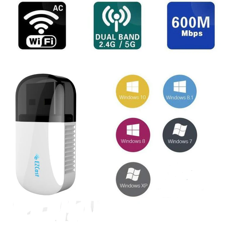 Беспроводной Bluetooth 4,2 USB wifi адаптер 5 ГГц Двухдиапазонный 600 Мбит/с Ethernet USB Lan wifi ключ приемник Wi-Fi AC PC сетевая карта