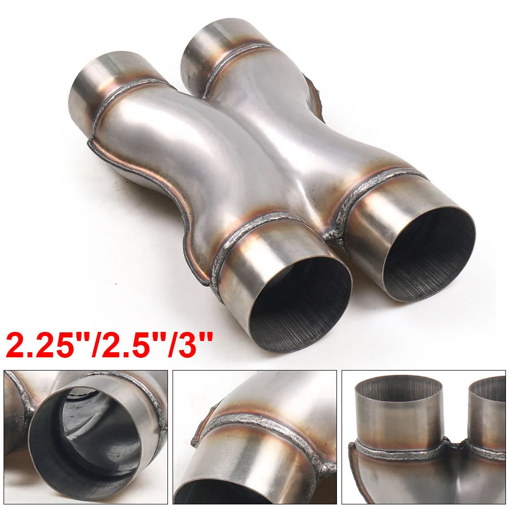 Car X-PIPE 2.25'' 2.5'' 3'' In/Out Car Exhaust System Stainless Steel Universal Muffler Tip Four Way Exhust Pipe car exhaust pipe