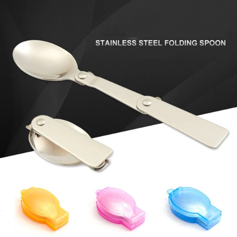 304 Stainless Steel Foldable Fork Spoon Outdoor Portable Folding Salad Convenient Bento Tableware Color Box | Дом и сад