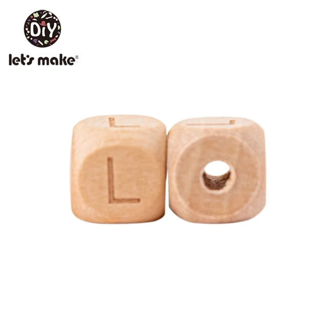 Let'S Make Wooden Beads For Rattles 500Pc Square Beech Wood Alphat English Letter Beads Baby Toys Diy Handmaking Wooden Teether L
