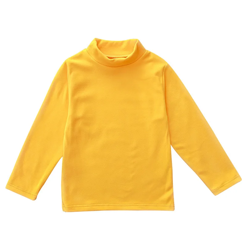 솔리드 보이즈 티셔츠 가을 긴 소매 터틀넥 하이 칼라 티셔츠 따뜻한 소녀 Bottoming Shirt Kids Top 속옷 2-16Y