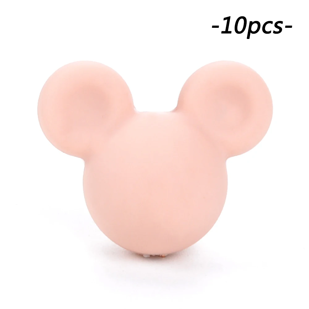 Peach LOFCA 10 шт силиконовые бусины для прорезывания зубов Микки детские бусины для прорезывания зубов силиконовые бусины пищевого качества BPA бесплатно DIY Изготовление ожерелий с подвесками - Цвет: Peach