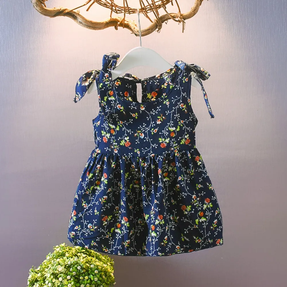 Платье для девочек; Летние нарядные платья для девочек; детская праздничная одежда принцессы; платье с цветочным рисунком без рукавов с бантом и лентами; Roupa Infanil; A40