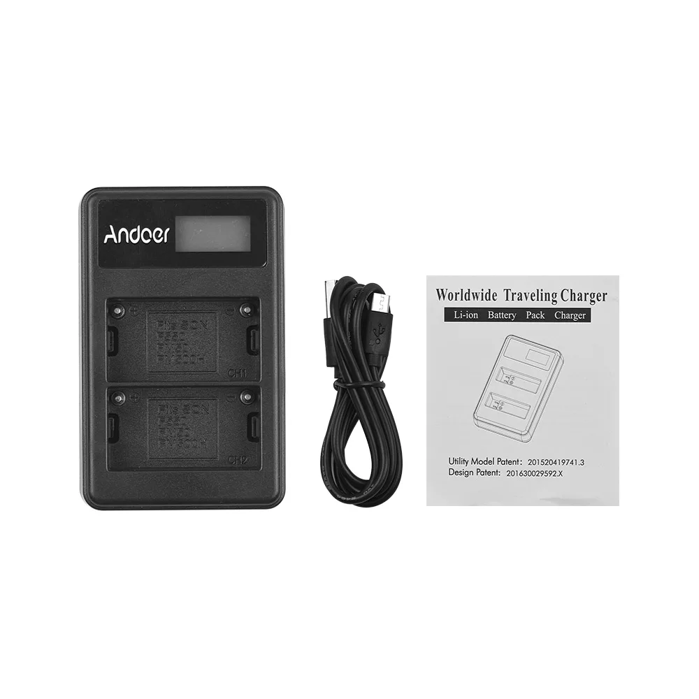Andoer LCD2-NPF550 USB Dual Батарея Зарядное устройство для sony NP-F550 NP-F570 NP-F530 NP-F330