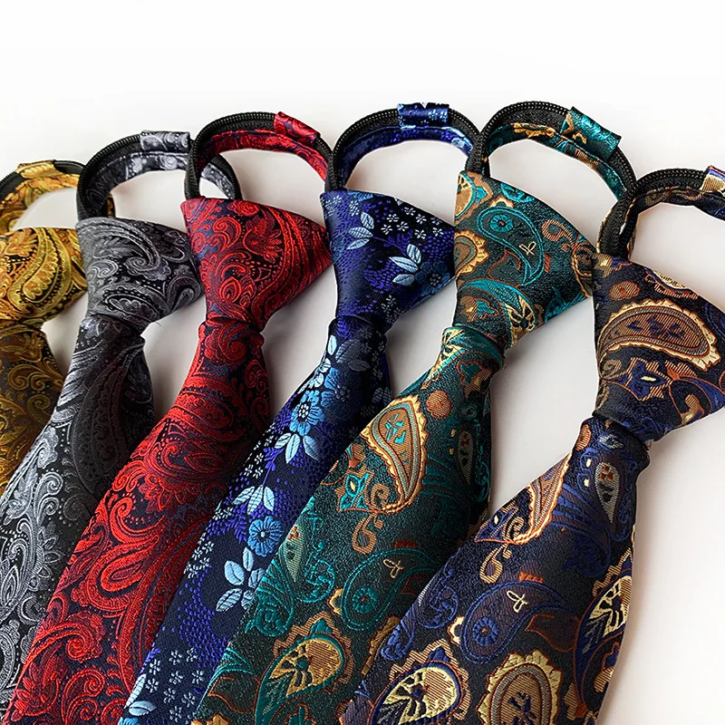 

53 Styles Paisley Stripes Plaid Lazy Zipper Easy Ties for Men Classics Business High Weft Density Necktie Luxury Wedding Ties