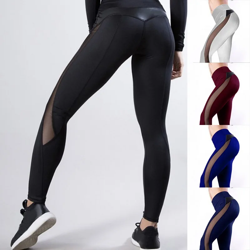 

2020 New Leggings Women Pants Push Up Fitness Breathable Leggins High Waist Mesh Pants Female Seamless Slim Workout Pants